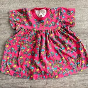 Vintage Cotton Floral Pink Baby Dress size 24 month